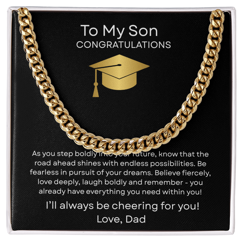 Graduation Gift Necklace for Son, Congratulations, Chain Necklace, From Dad