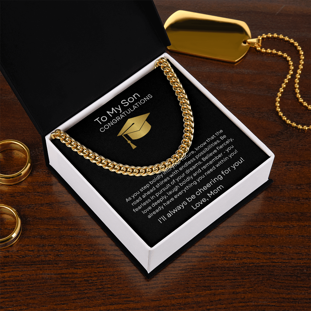 Graduation Gift Necklace for Son, Congratulations, Chain Necklace, From Mom