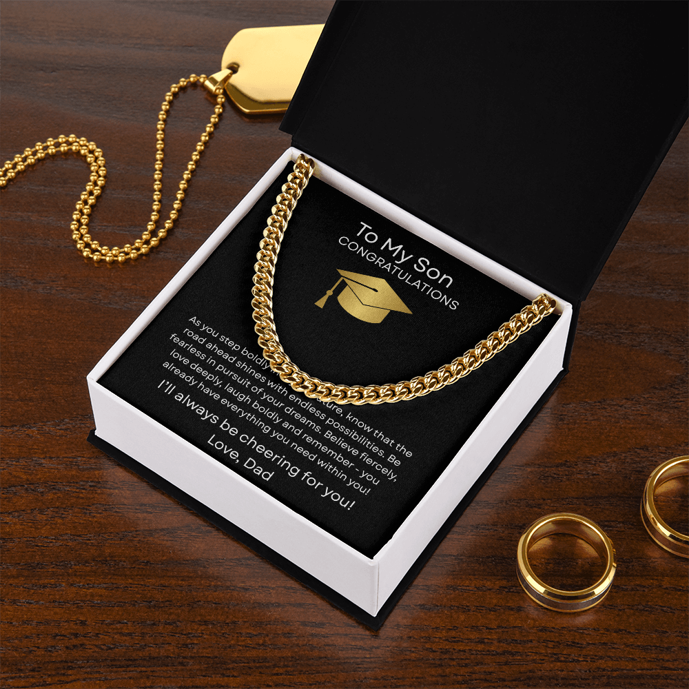 Graduation Gift Necklace for Son, Congratulations, Chain Necklace, From Dad
