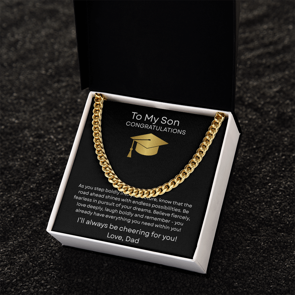 Graduation Gift Necklace for Son, Congratulations, Chain Necklace, From Dad