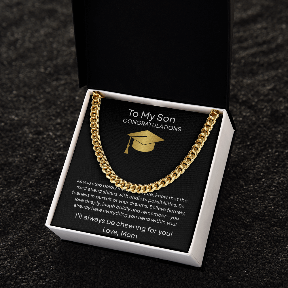 Graduation Gift Necklace for Son, Congratulations, Chain Necklace, From Mom