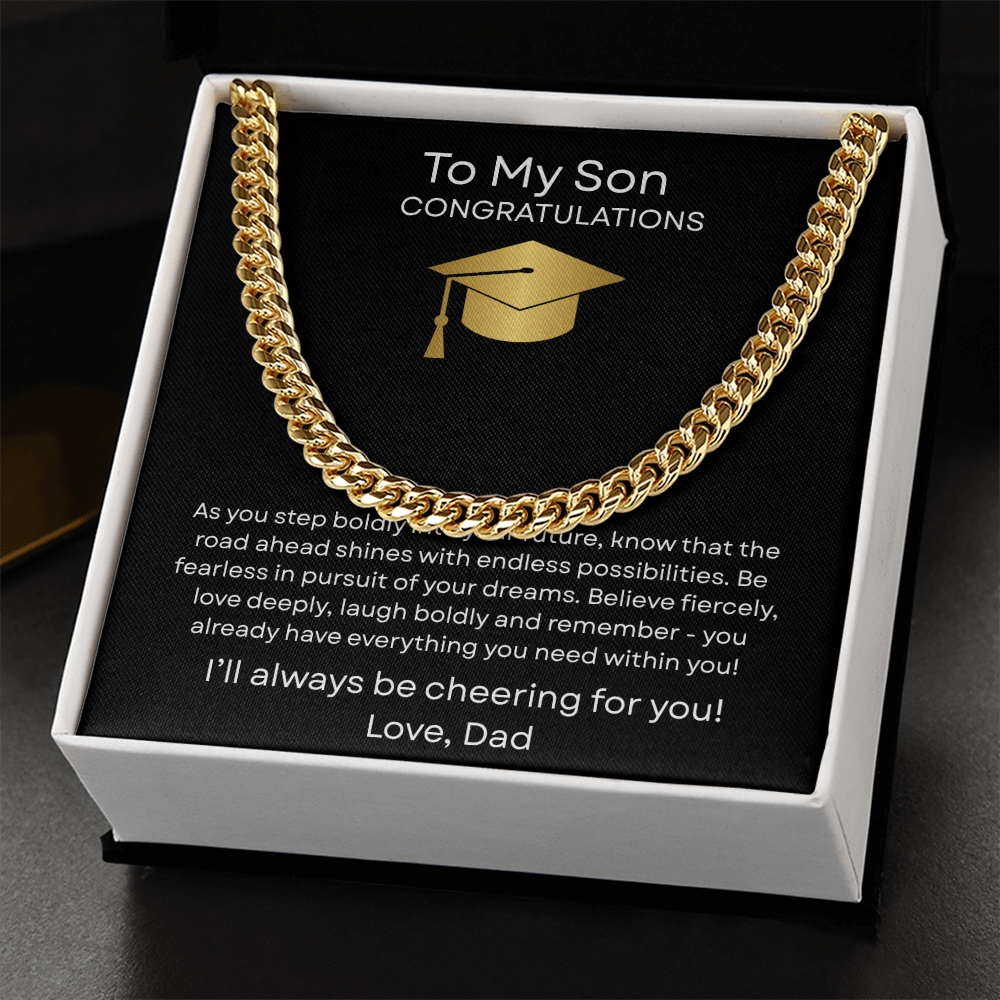 Graduation Gift Necklace for Son, Congratulations, Chain Necklace, From Dad