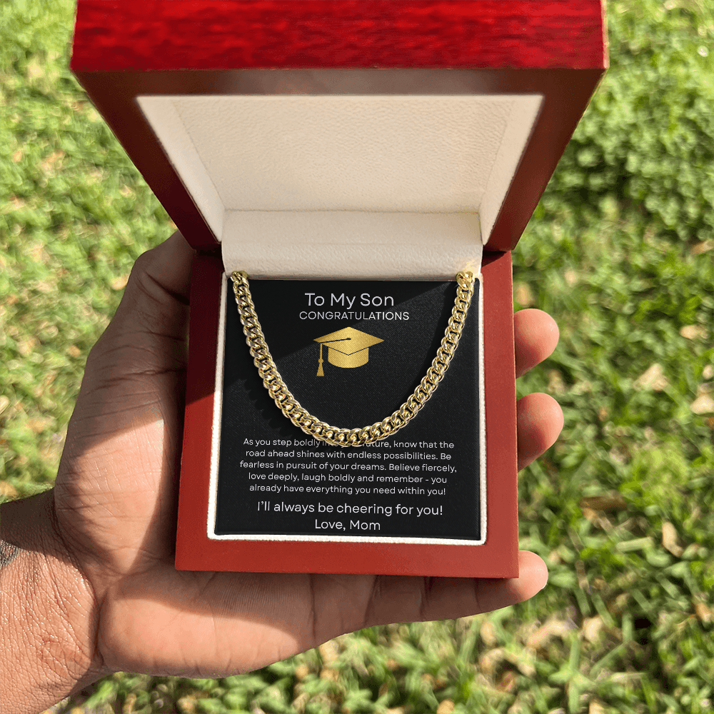 Graduation Gift Necklace for Son, Congratulations, Chain Necklace, From Mom