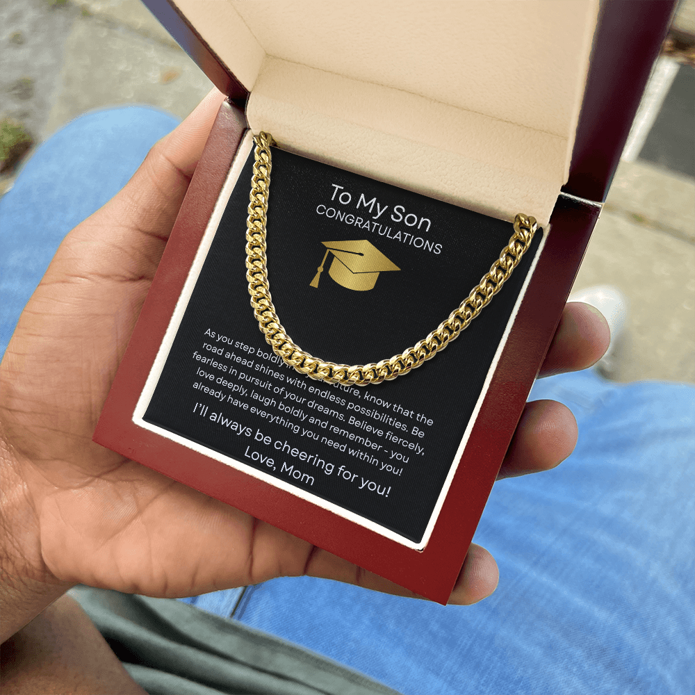 Graduation Gift Necklace for Son, Congratulations, Chain Necklace, From Mom