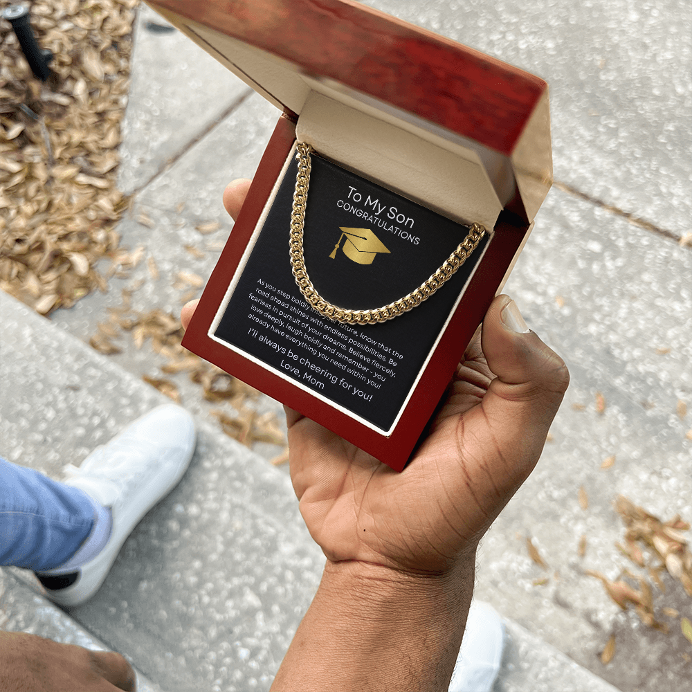 Graduation Gift Necklace for Son, Congratulations, Chain Necklace, From Mom