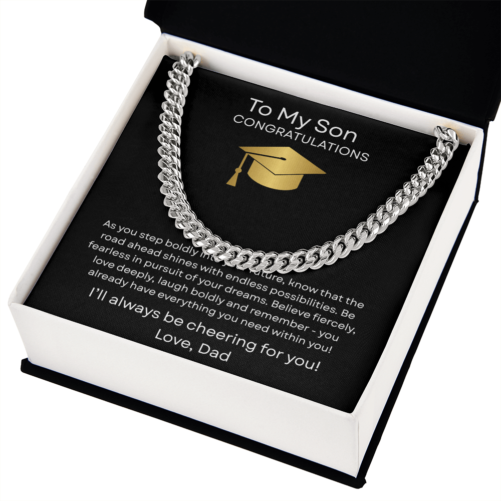 Graduation Gift Necklace for Son, Congratulations, Chain Necklace, From Dad