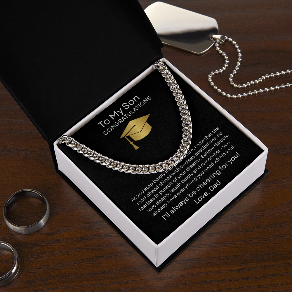 Graduation Gift Necklace for Son, Congratulations, Chain Necklace, From Dad