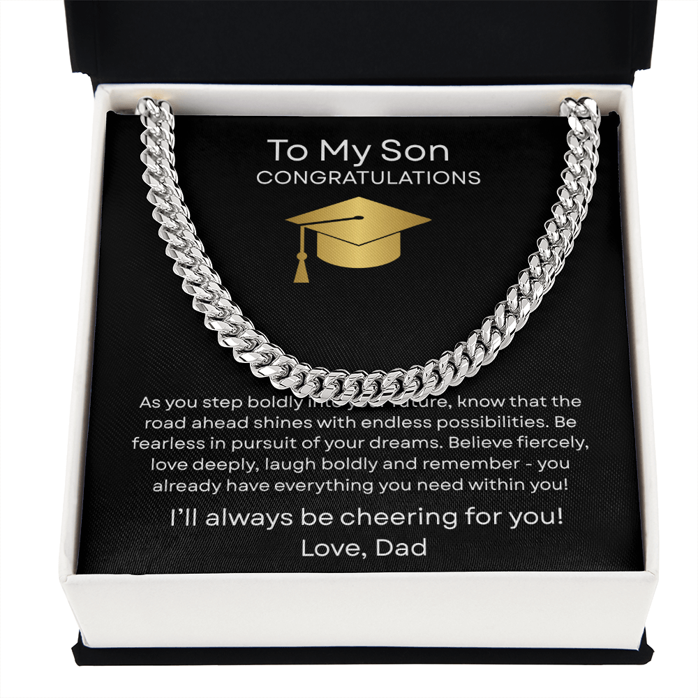 Graduation Gift Necklace for Son, Congratulations, Chain Necklace, From Dad