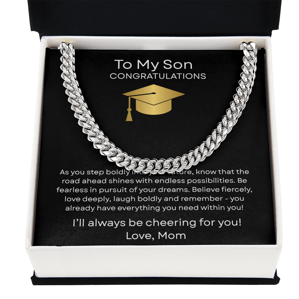 Graduation Gift Necklace for Son, Congratulations, Chain Necklace, From Mom