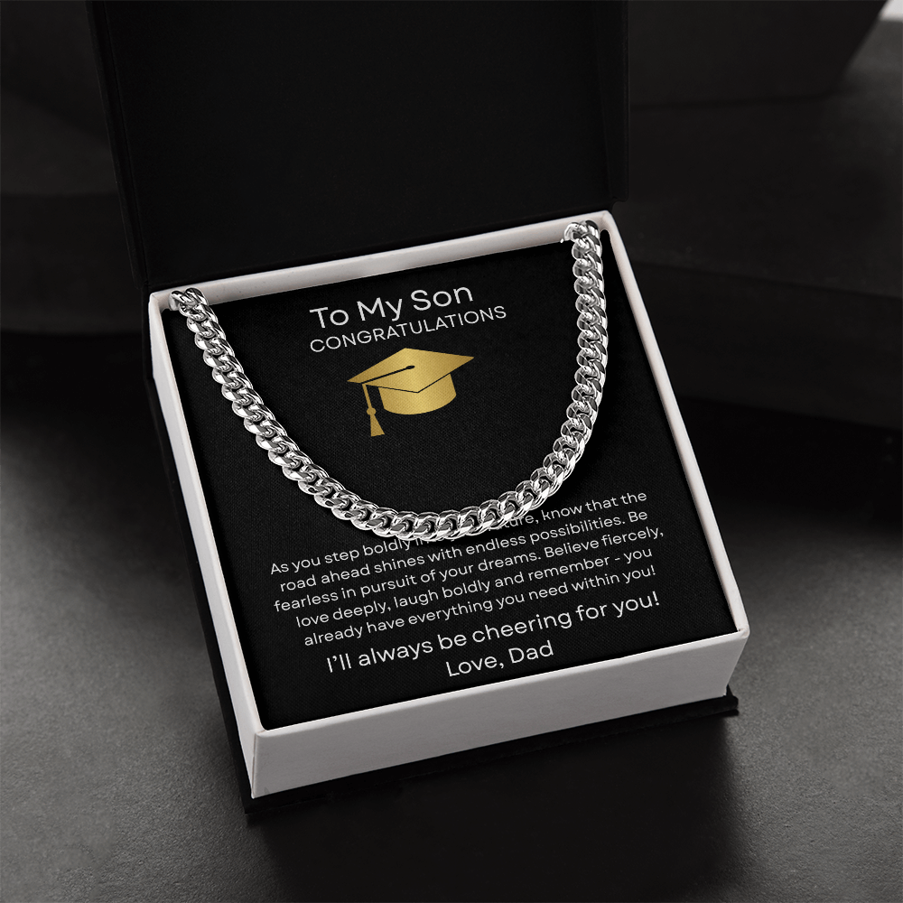 Graduation Gift Necklace for Son, Congratulations, Chain Necklace, From Dad