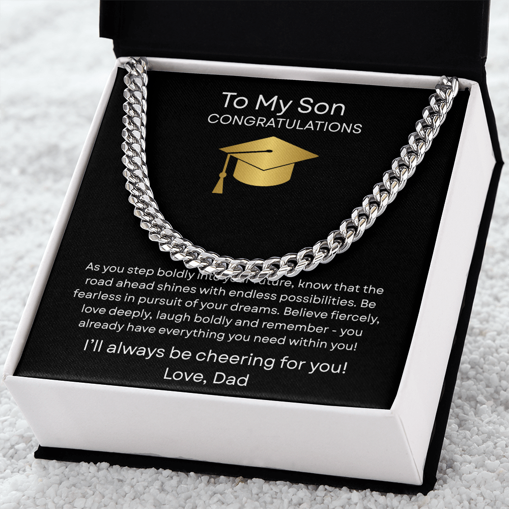 Graduation Gift Necklace for Son, Congratulations, Chain Necklace, From Dad