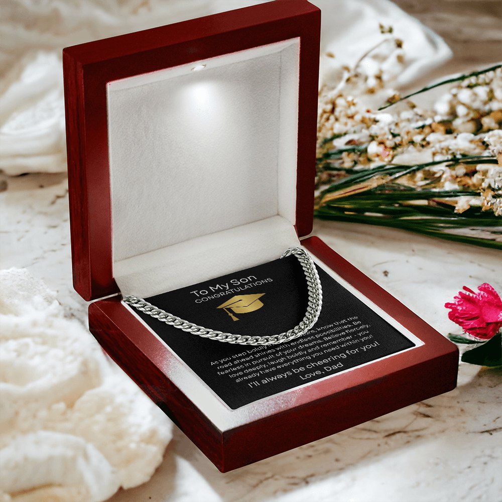 Graduation Gift Necklace for Son, Congratulations, Chain Necklace, From Dad