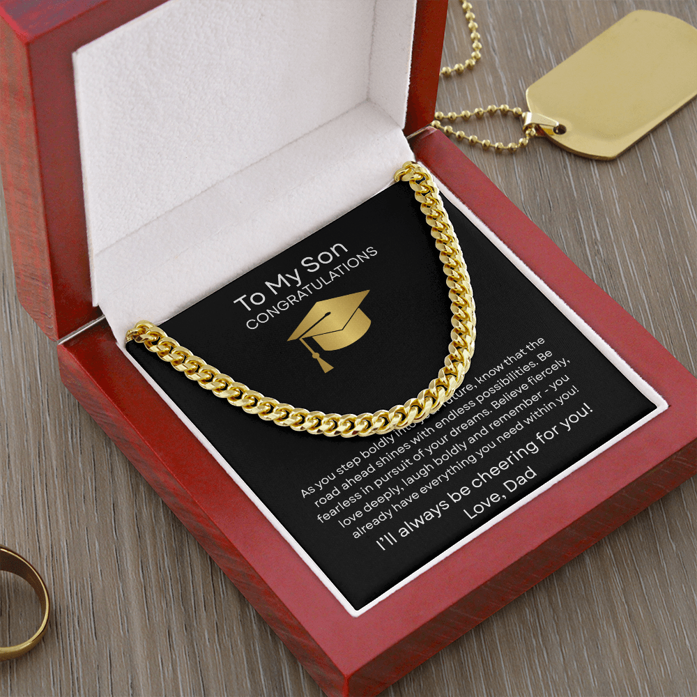 Graduation Gift Necklace for Son, Congratulations, Chain Necklace, From Dad