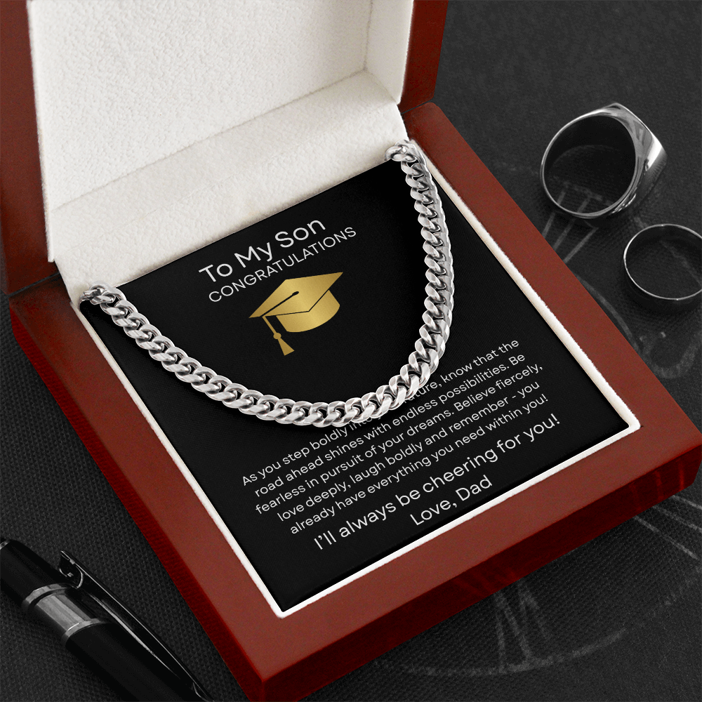 Graduation Gift Necklace for Son, Congratulations, Chain Necklace, From Dad