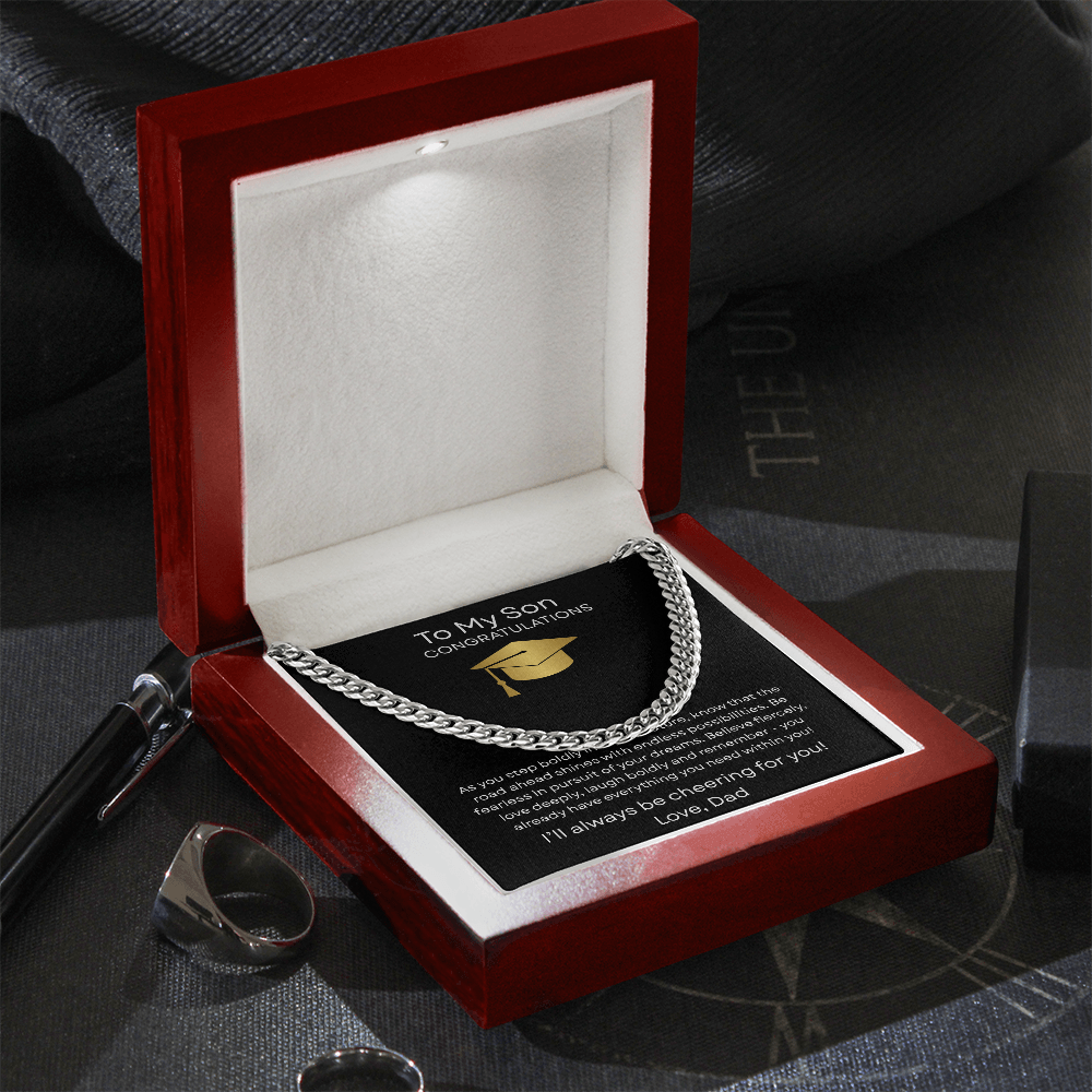 Graduation Gift Necklace for Son, Congratulations, Chain Necklace, From Dad