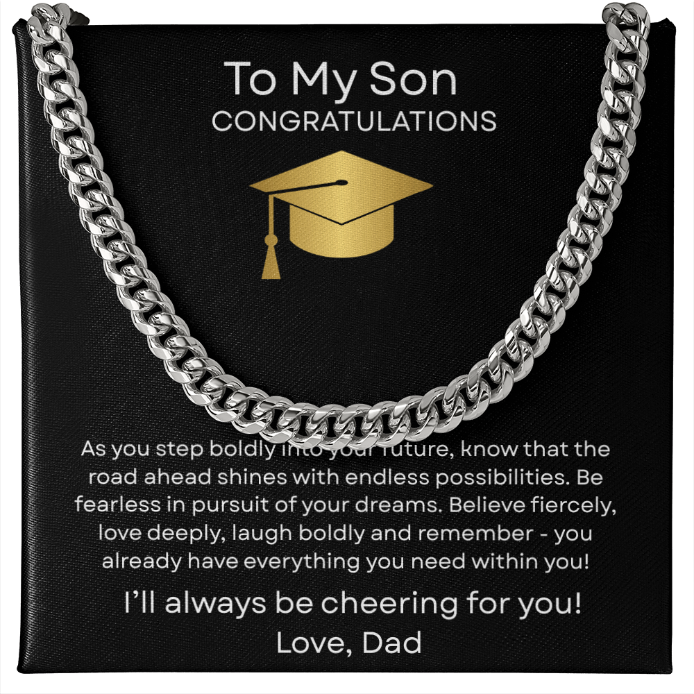 Graduation Gift Necklace for Son, Congratulations, Chain Necklace, From Dad