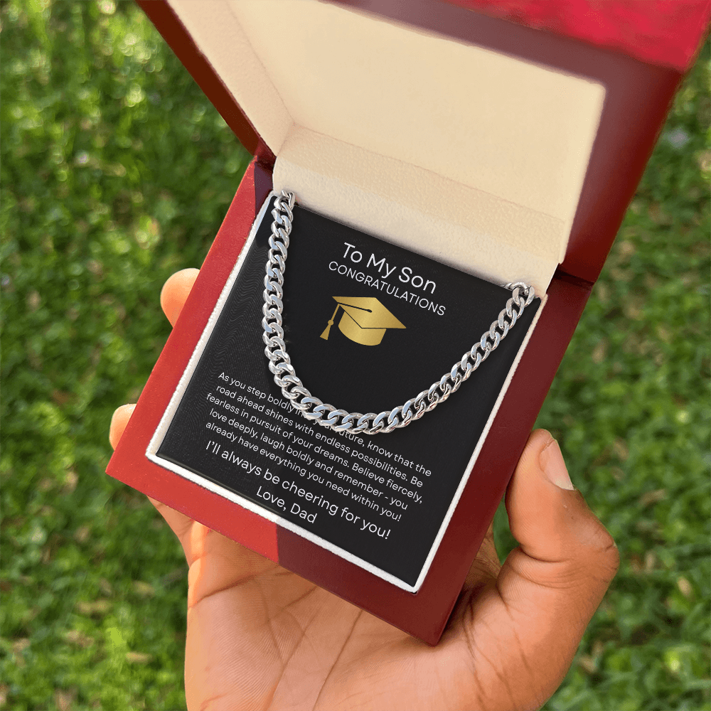 Graduation Gift Necklace for Son, Congratulations, Chain Necklace, From Dad
