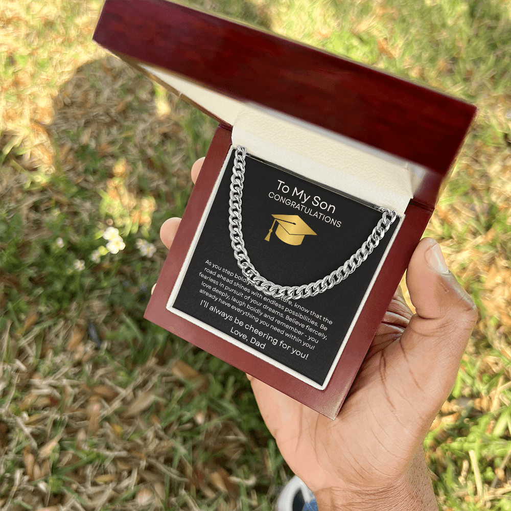 Graduation Gift Necklace for Son, Congratulations, Chain Necklace, From Dad