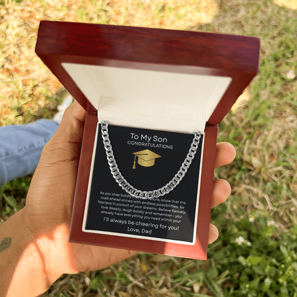 Graduation Gift Necklace for Son, Congratulations, Chain Necklace, From Dad
