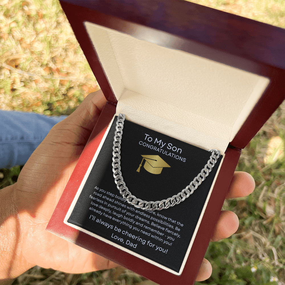 Graduation Gift Necklace for Son, Congratulations, Chain Necklace, From Dad