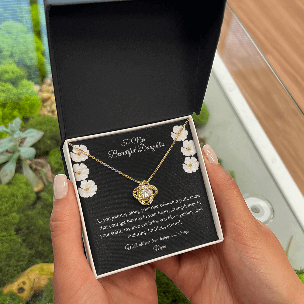 Gift For Daughter, Sterling Silver Infinity Of Love Knot Necklace, Meaningful Keepsake Card, Ready To Give Gift From Mother