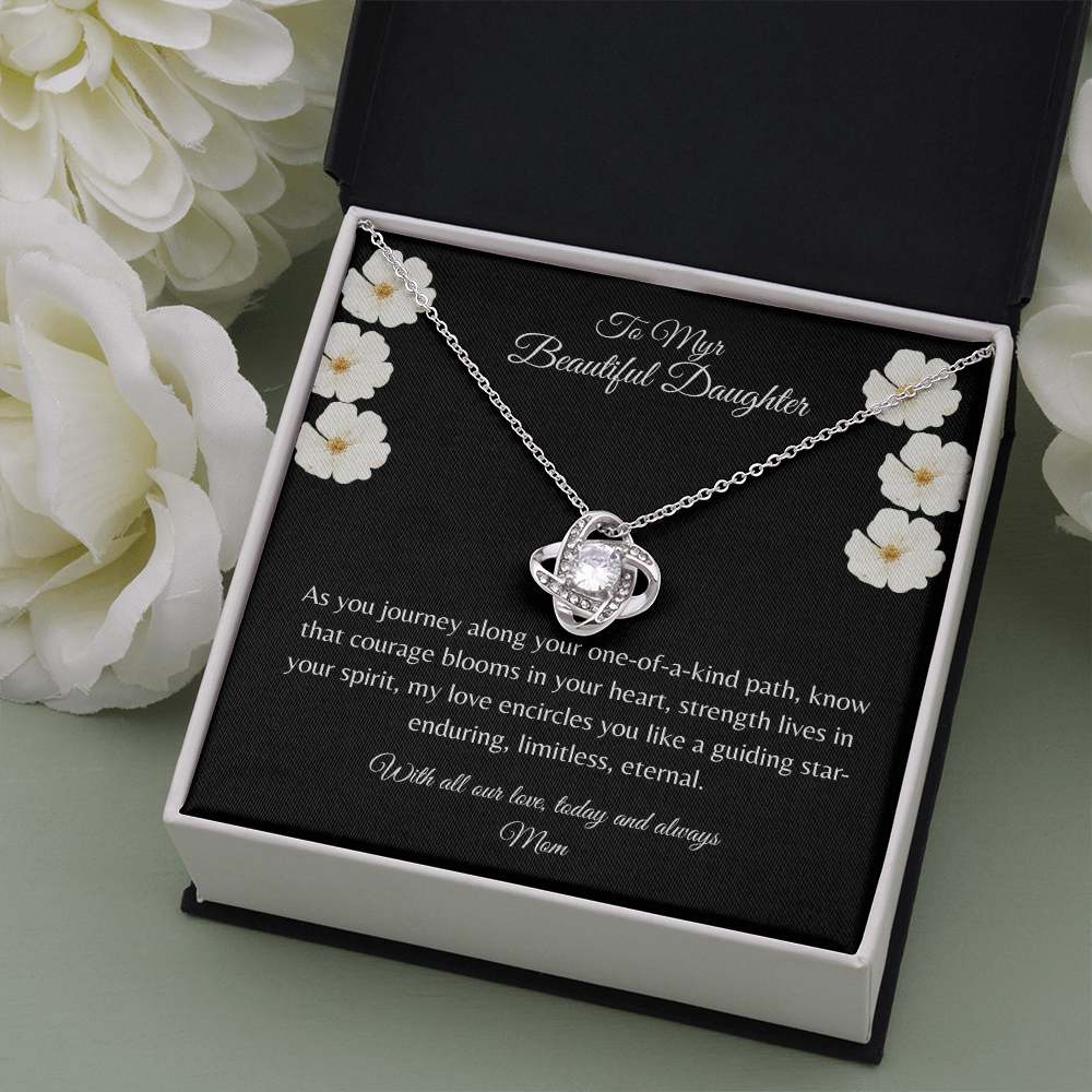 Gift For Daughter, Sterling Silver Infinity Of Love Knot Necklace, Meaningful Keepsake Card, Ready To Give Gift From Mother