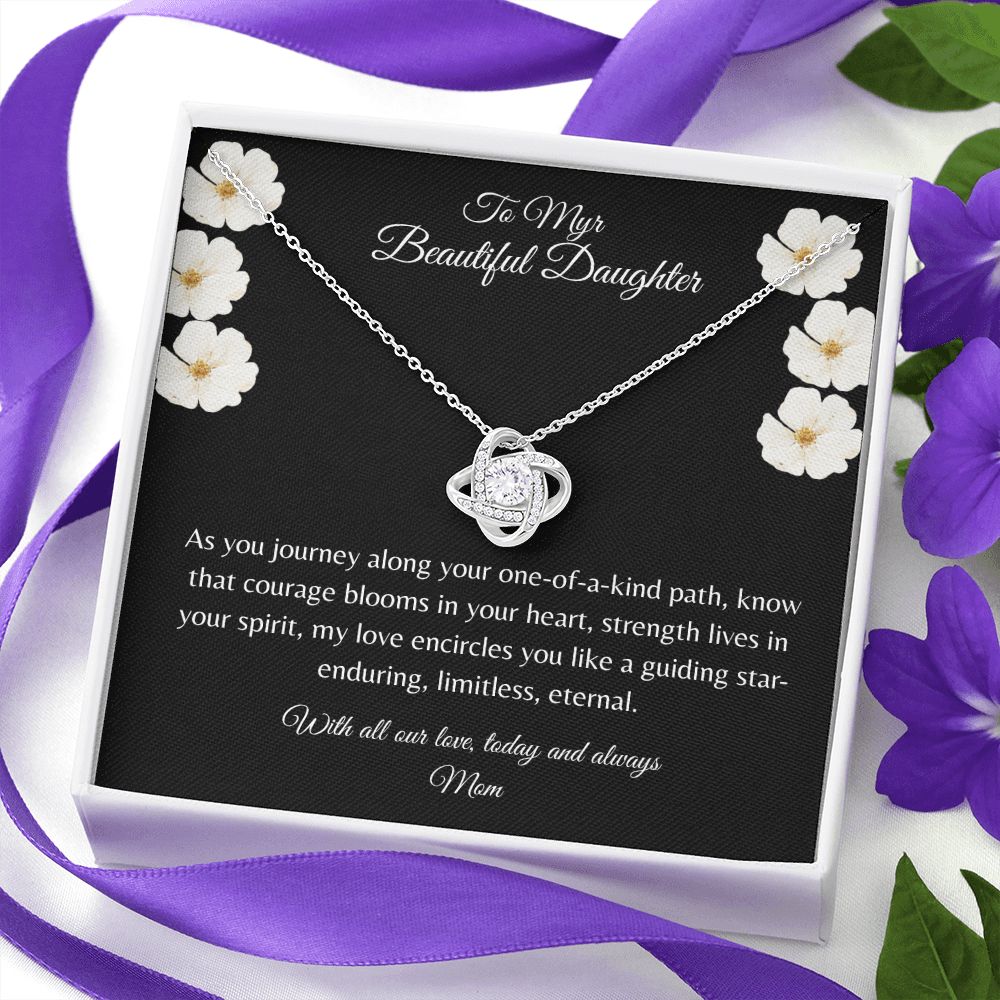 Gift For Daughter, Sterling Silver Infinity Of Love Knot Necklace, Meaningful Keepsake Card, Ready To Give Gift From Mother