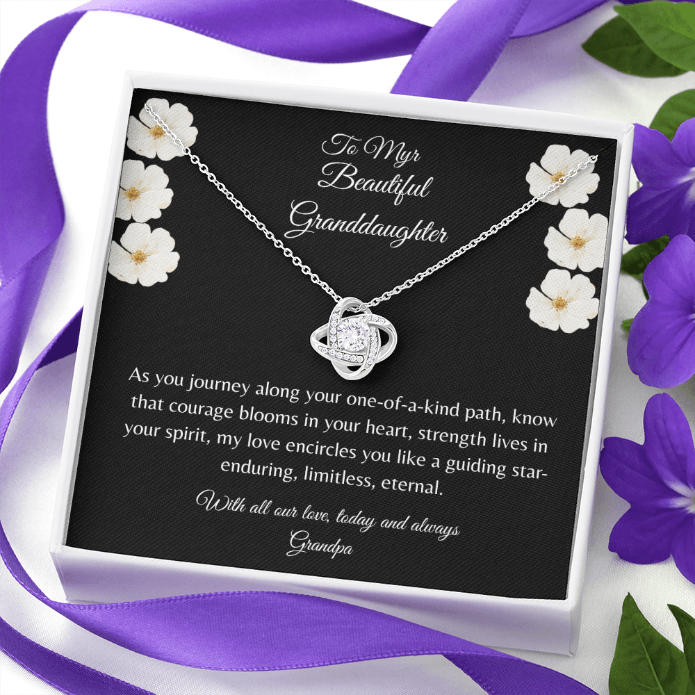 Gift For Granddaughter, Sterling Silver Infinity Of Love Knot Necklace, Meaningful Keepsake Card, Ready To Give Gift From Grandfather