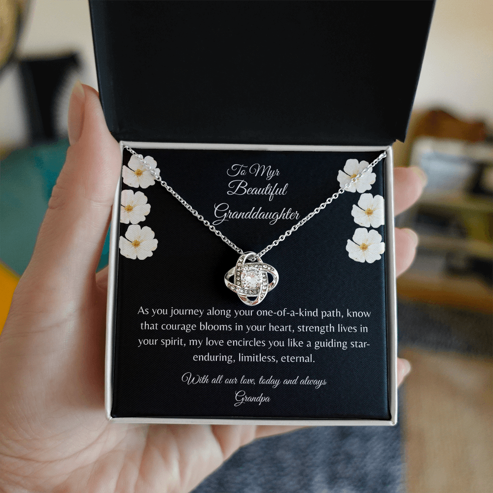 Gift For Granddaughter, Sterling Silver Infinity Of Love Knot Necklace, Meaningful Keepsake Card, Ready To Give Gift From Grandfather