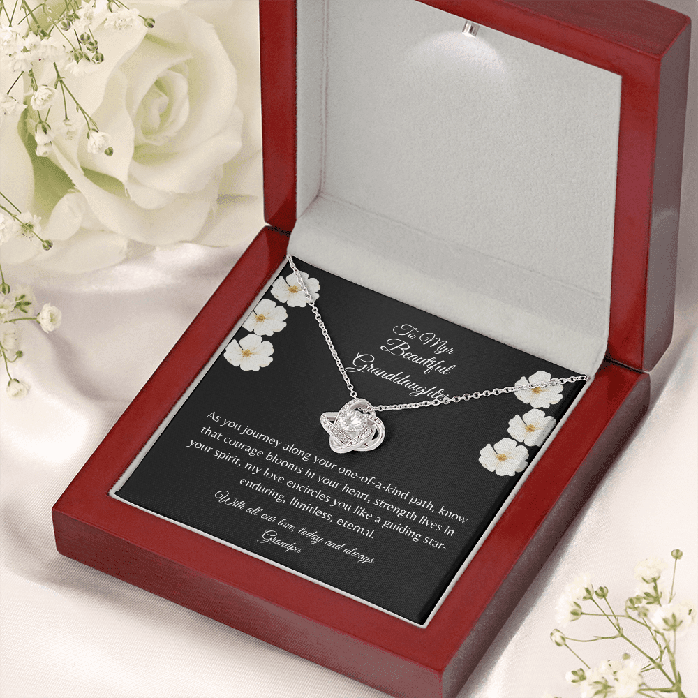 Gift For Granddaughter, Sterling Silver Infinity Of Love Knot Necklace, Meaningful Keepsake Card, Ready To Give Gift From Grandfather