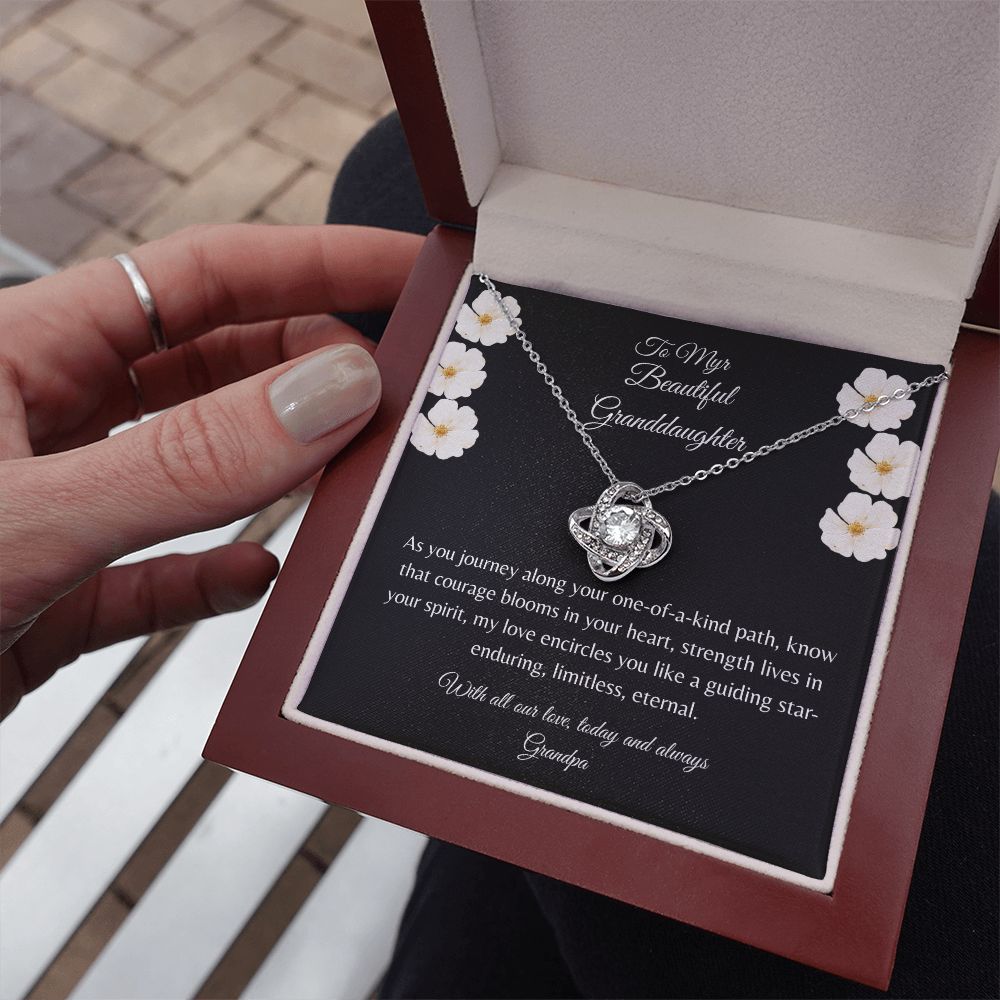 Gift For Granddaughter, Sterling Silver Infinity Of Love Knot Necklace, Meaningful Keepsake Card, Ready To Give Gift From Grandfather