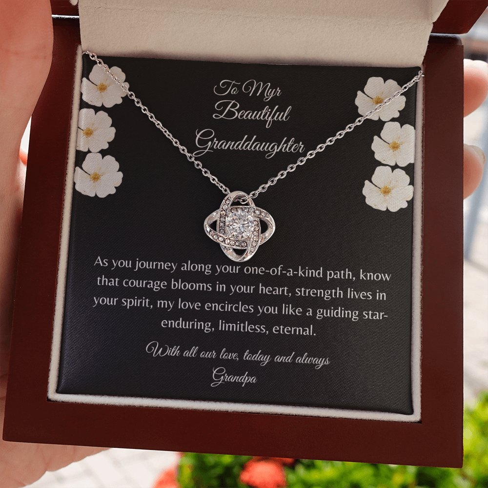 Gift For Granddaughter, Sterling Silver Infinity Of Love Knot Necklace, Meaningful Keepsake Card, Ready To Give Gift From Grandfather