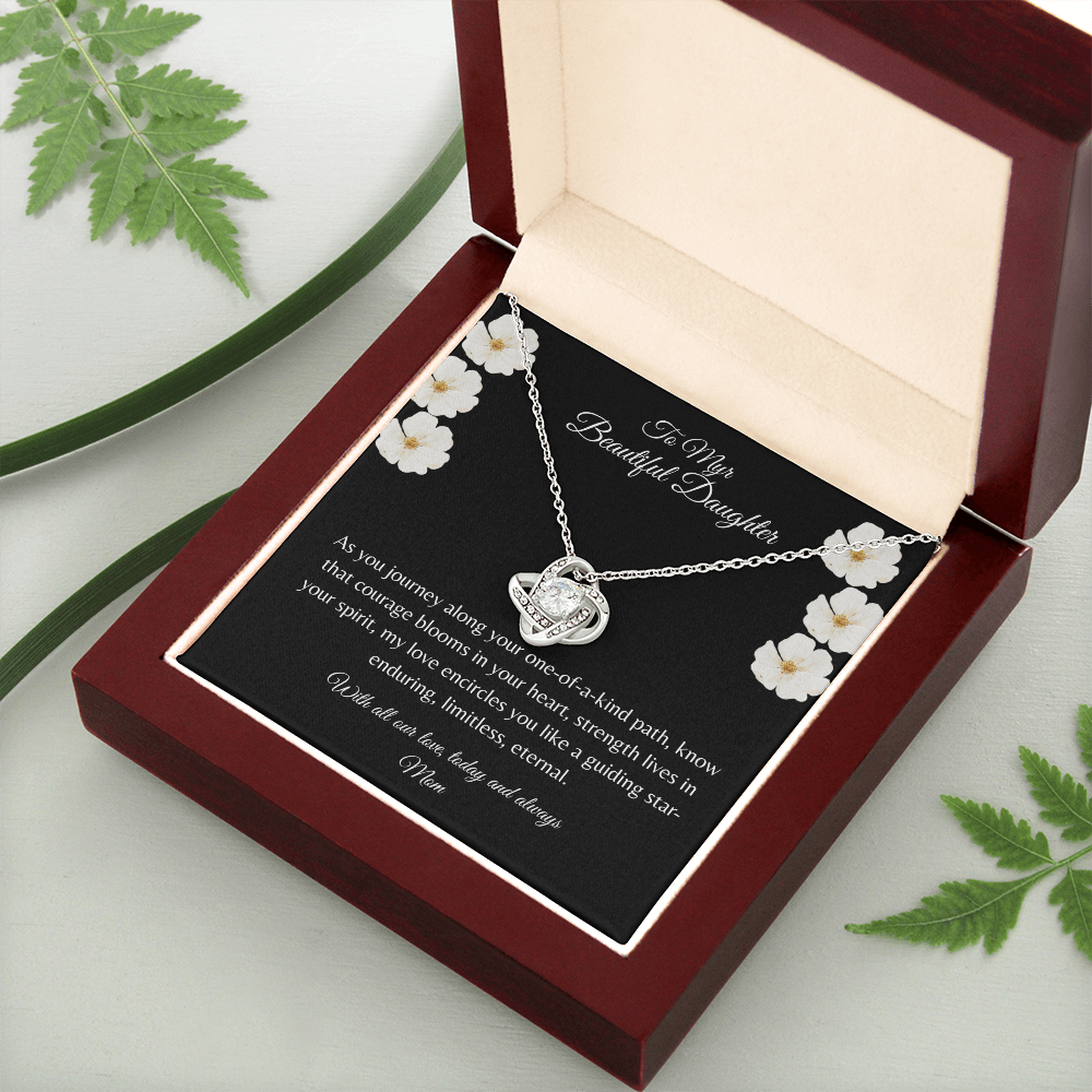 Gift For Daughter, Sterling Silver Infinity Of Love Knot Necklace, Meaningful Keepsake Card, Ready To Give Gift From Mother