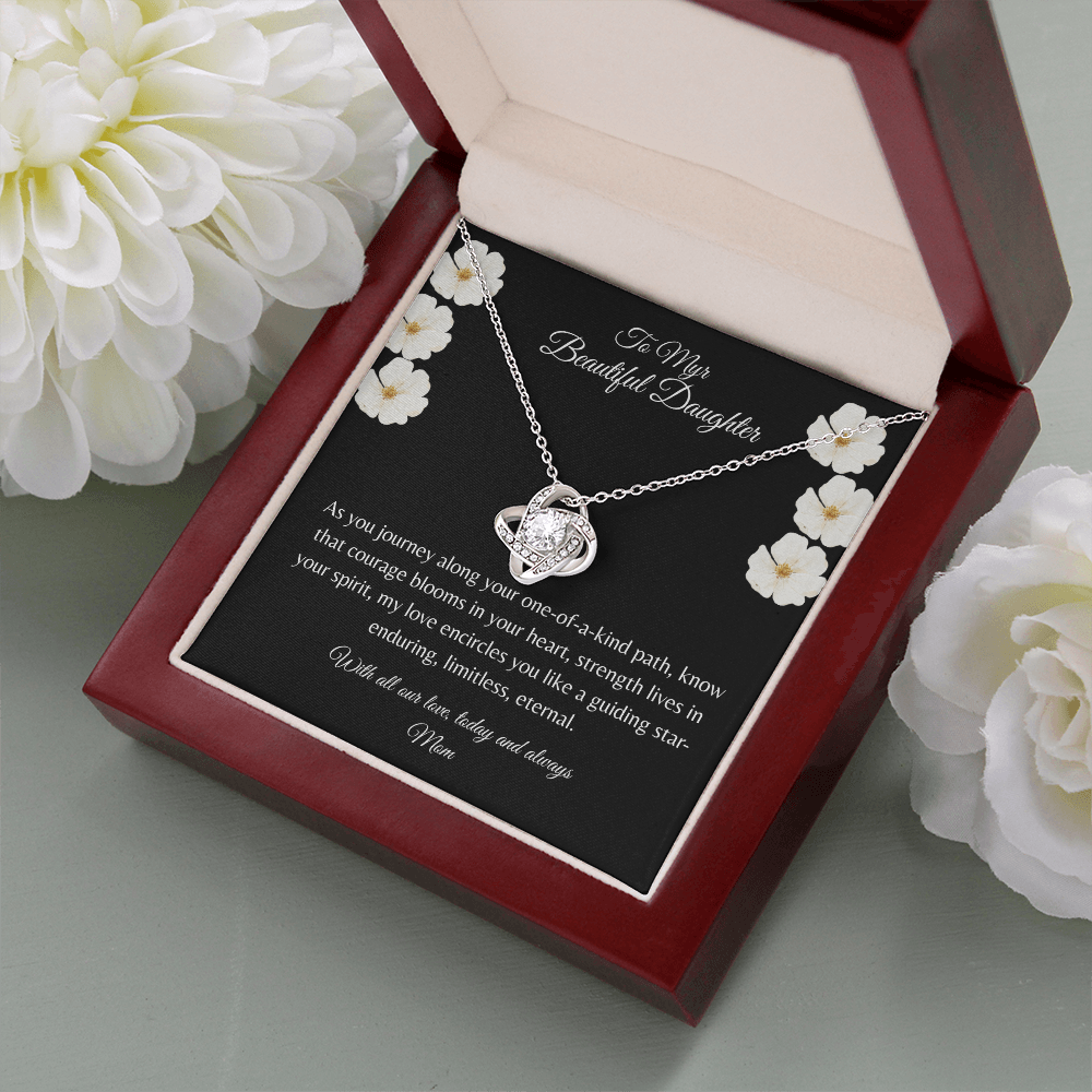 Gift For Daughter, Sterling Silver Infinity Of Love Knot Necklace, Meaningful Keepsake Card, Ready To Give Gift From Mother