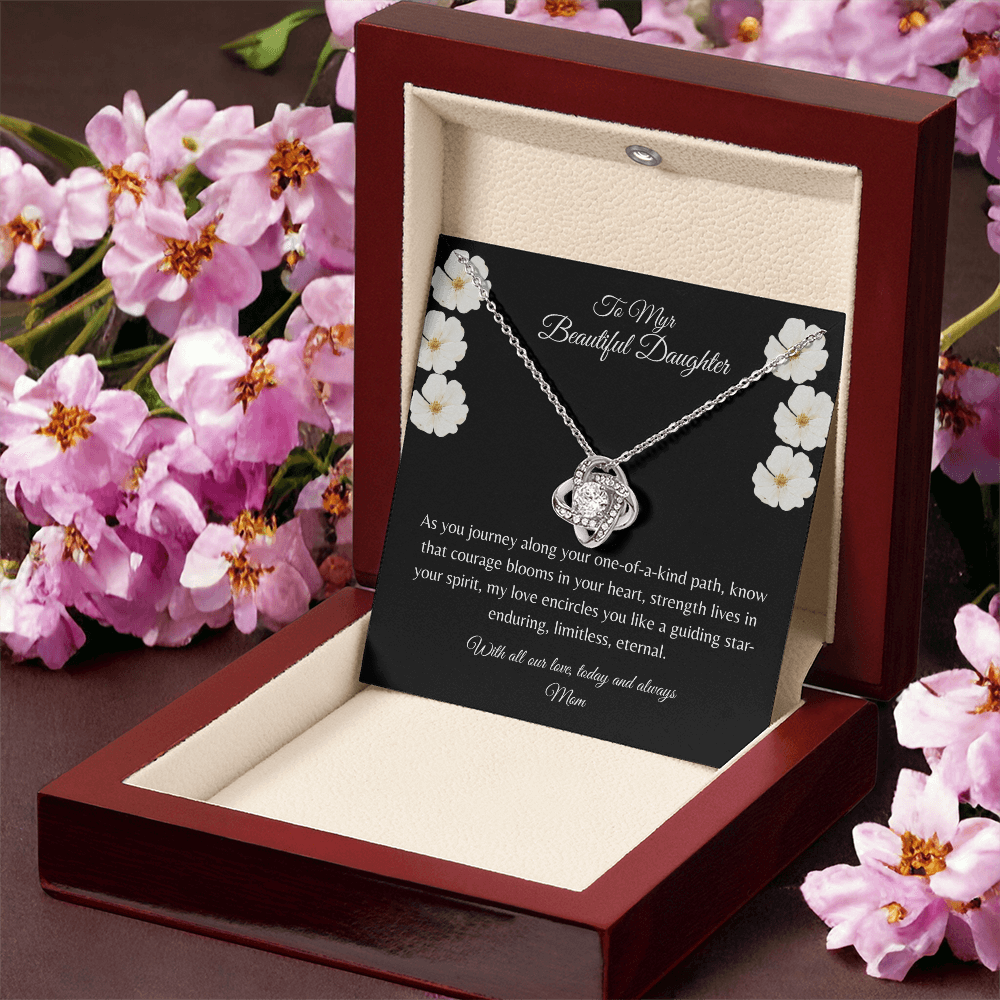 Gift For Daughter, Sterling Silver Infinity Of Love Knot Necklace, Meaningful Keepsake Card, Ready To Give Gift From Mother