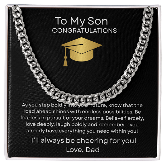 Graduation Gift Necklace for Son, Congratulations, Chain Necklace, From Dad