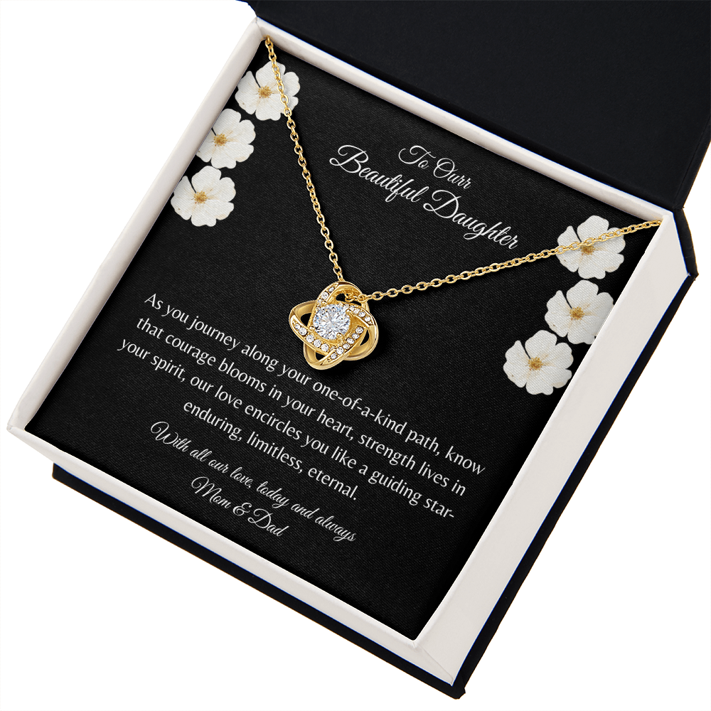 Gift For Daughter, Sterling Silver Infinity Of Love Knot Necklace, Meaningful Keepsake Card, Ready To Give Gift From Mom & Dad