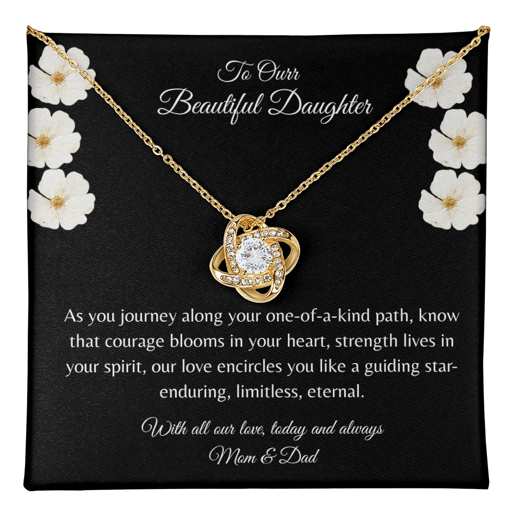 Gift For Daughter, Sterling Silver Infinity Of Love Knot Necklace, Meaningful Keepsake Card, Ready To Give Gift From Mom & Dad