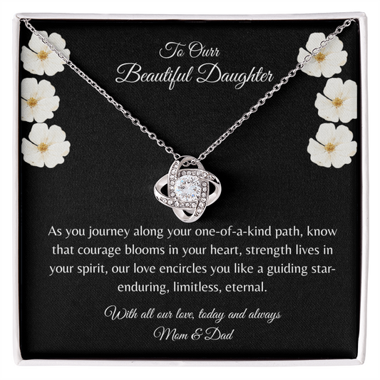 Gift For Daughter, Sterling Silver Infinity Of Love Knot Necklace, Meaningful Keepsake Card, Ready To Give Gift From Mom & Dad