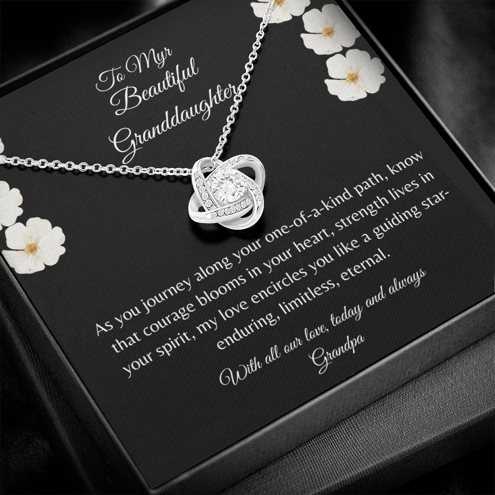 Gift For Granddaughter, Sterling Silver Infinity Of Love Knot Necklace, Meaningful Keepsake Card, Ready To Give Gift From Grandfather