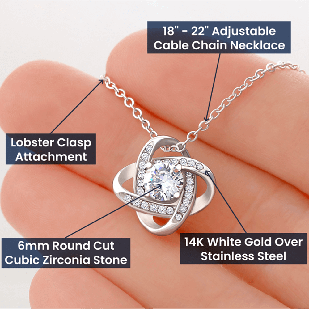 Gift For Daughter, Sterling Silver Infinity Of Love Knot Necklace, Meaningful Keepsake Card, Ready To Give Gift From Mom & Dad