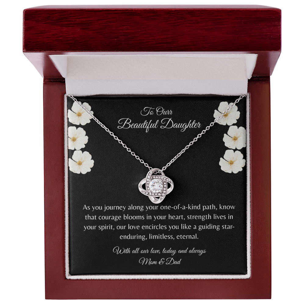 Gift For Daughter, Sterling Silver Infinity Of Love Knot Necklace, Meaningful Keepsake Card, Ready To Give Gift From Mom & Dad
