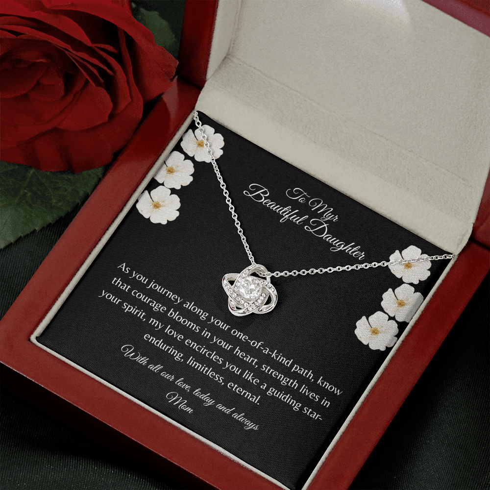 Gift For Daughter, Sterling Silver Infinity Of Love Knot Necklace, Meaningful Keepsake Card, Ready To Give Gift From Mother